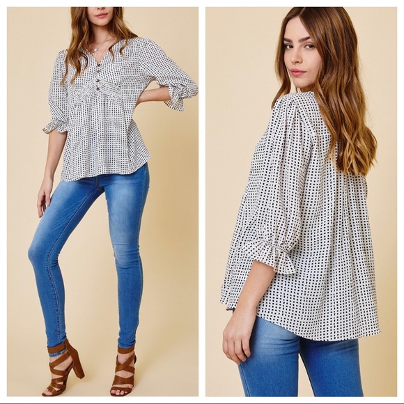 ShopEvelynne Tops - Evelyne Boho 3/4 Sleeve Button Down Tunic Top